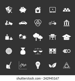 Sufficient economy icons on gray background, stock vector