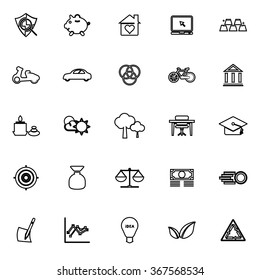 Sufficient economy line icons on white background, stock vector