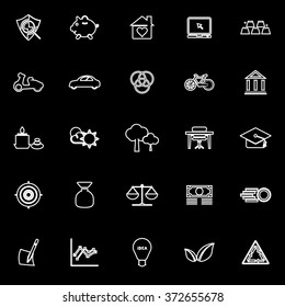 Sufficient economy line icons on black background, stock vector