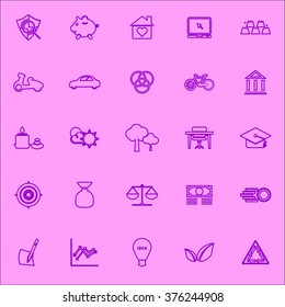 Sufficient economy violet line icons, stock vector