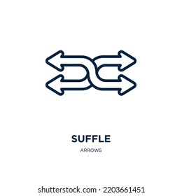 suffle symbol icon from arrows collection. Thin linear suffle symbol, next, suffle outline icon isolated on white background. Line vector suffle symbol sign, symbol for web and mobile