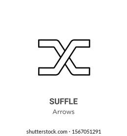 Suffle symbol outline vector icon. Thin line black suffle symbol icon, flat vector simple element illustration from editable arrows concept isolated on white background