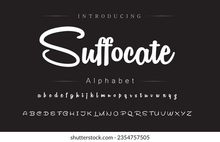 Suffocate Vintage Brush Script Modern Font. Retro Typeface. Vector Illustration.