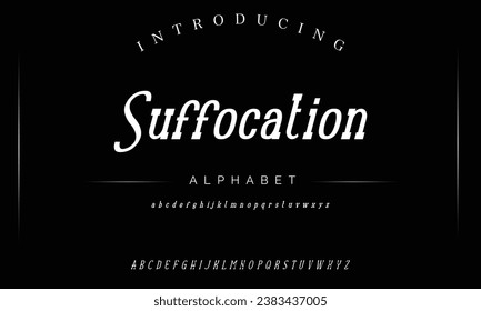 Suffocation luxury alphabet font. Typography urban style fonts for fashion, retail, feminine, beauty care, jewellery logo design
