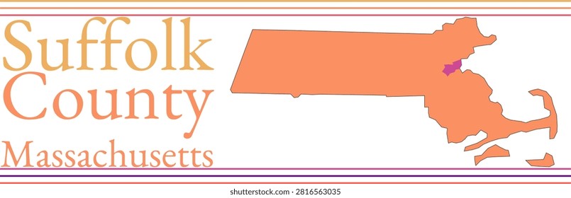 Suffolk County Massachusetts Highlighted on State Map