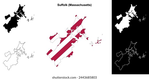 Suffolk County (Massachusetts) outline map set
