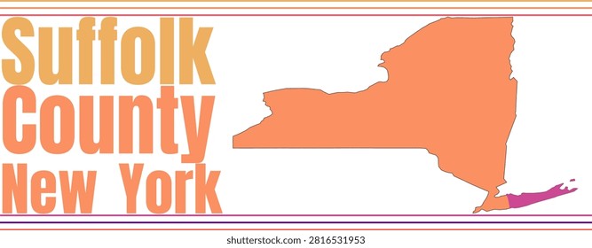 Suffolk County New York Highlighted on State Map