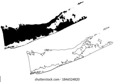 Suffolk County, New York State (US County, Vereinigte Staaten von Amerika, USA, USA, USA), Karte, Vektorgrafik, Skizze Suffolk Karte