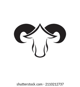 Diseño del logotipo de la cabeza de oveja de Suffolk, símbolo gráfico vectorial, ilustración del símbolo