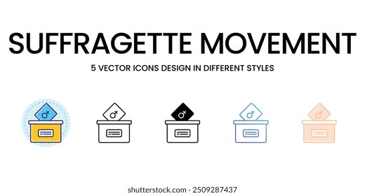 Conjunto de iconos de movimiento de sufragista Ilustración de stock de Vector