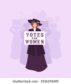 Suffragette Woman Coat Hat Leads Crowd Stock Vector (royalty Free 