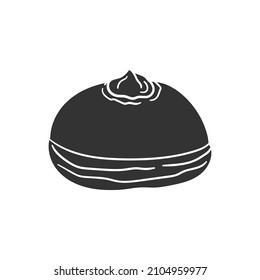 Sufganiot Icon Silhouette Illustration. Israeli Donut Tradition Vector Graphic Pictogram Symbol Clip Art. Doodle Sketch Black Sign.