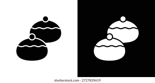 Sufganiyah Symbol Flach Vektorgrafik. Einfache schwarze Symbole