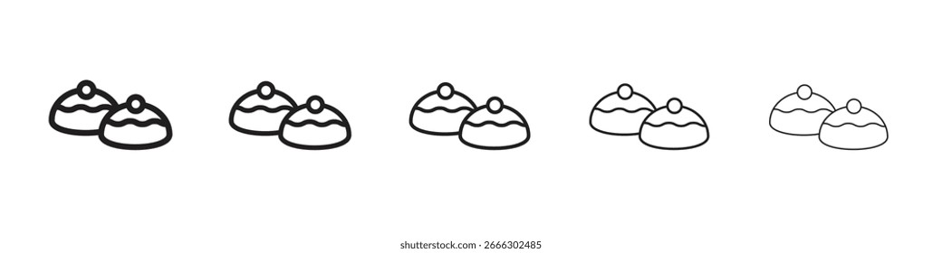 Colección de Vector de arte de línea de iconos de Sufganiyah sobre fondo blanco