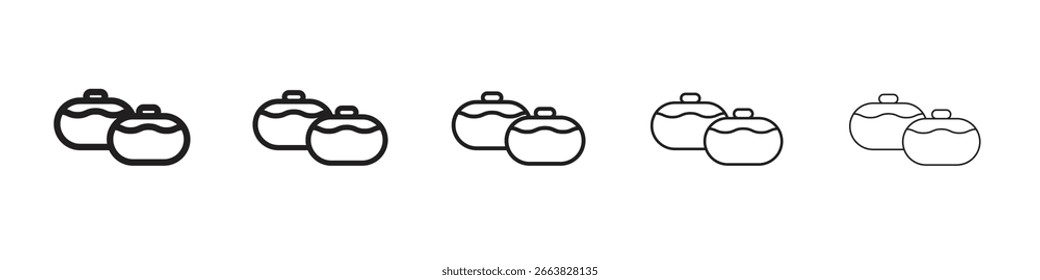 Sufganiyah Symbol einfache editierbare Schlaganfall-Serie Paket. EPS10
