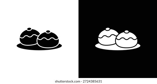 Sufganiyah Symbol einfache flache grafische Illustrationen. Schwarz-weiße Silhouette Vektor