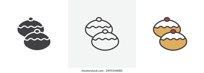 Sufganiyah icon symbol collection on white background.