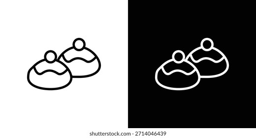 Sufganiyah icon in thin stroke and flat style.