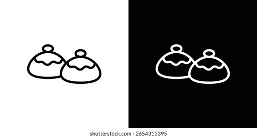 Ícones de Sufganiyah no estilo de linha. Traçados em preto-e-branco editáveis