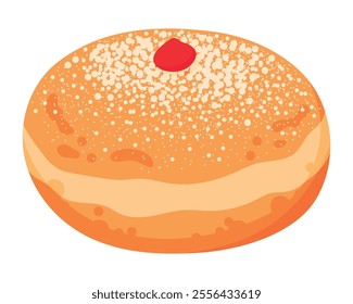 Sufganiyah - Jewish Traditional Hanukkah Holiday Fried Pastry. Sugar Powdered Jelly Doughnut