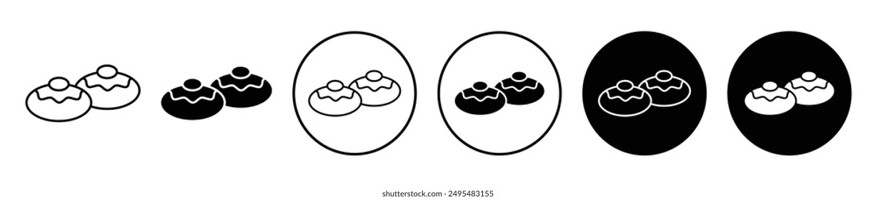 Sufganiyah thin line vector icon set.