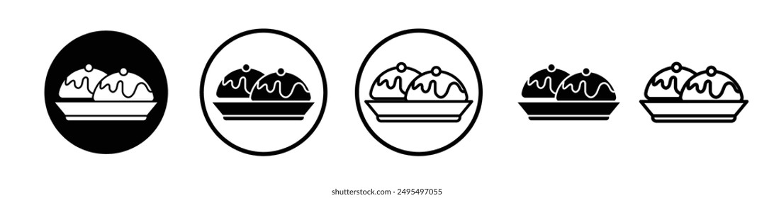 Sufganiyah vector icon set in black and white color.