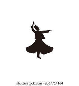 
Sufi dervish religious dancer silhouette logo icon vector illustration