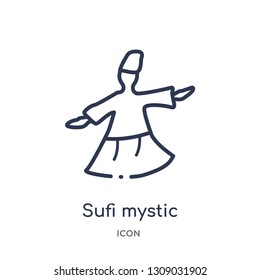 sufi mystic icon from religion outline collection. Thin line sufi mystic icon isolated on white background.