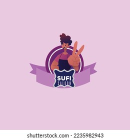 Plantilla de logotipo de mascota vectorial del salón sufí. 