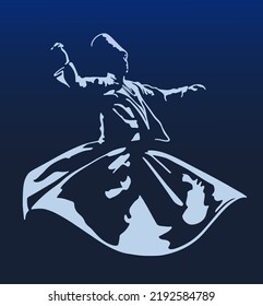 Sufi Whirling Dervish Vector Illustration.