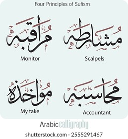 Sufism calligraphy | Four principles of sufism | Arabic calligraphy