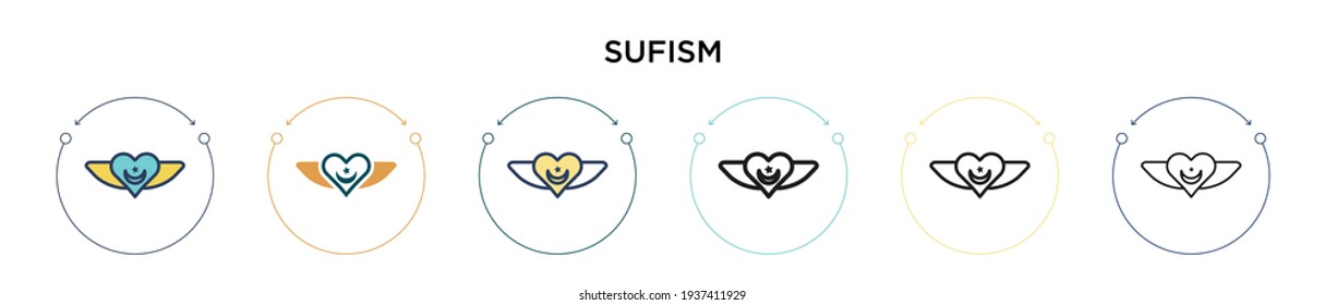 Sufism icon in filled, thin line, outline and stroke style. Vector illustration of two colored and black sufism vector icons designs can be used for mobile, ui, web