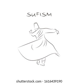 Sufism, Line Art Vector Illustration