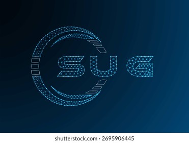 Projeto vetorial de logotipo de letra baixa SUG. Projeto de logotipo SUG poli inferior. Logotipo poli baixo.