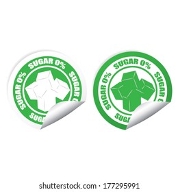 Sugar 0 % green stickers, labels, tags and signs set - Isolated on White Background 