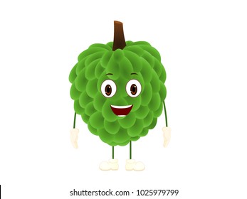 Sugar Apple or Custard Apple with Happy Expression - Cartoon Vector Image
