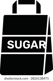 Sugar bag icon, simple style for web design isolated on white background. Vector illustration of a paper bag labeled with sugar.
