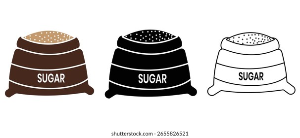 Diseño de Vector de icono de bolso de azúcar. Silueta de la bolsa de azúcar, bolsas de icono de línea de símbolo de bolsa. Ilustración vectorial.