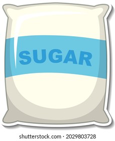 Sugar bag package sticker on white background illustration
