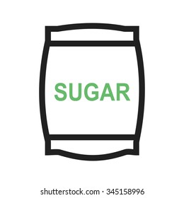 Sugar, bag, white icon vector image. Can also be used for food iconset. Suitable for use on web apps, mobile apps and print media.