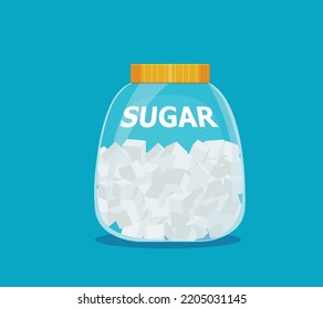 Sugar in the bank. Baking and cooking Ingredients. Pour. cartoon vector. drink tea. organic food. Kitchen utensils. Eps 10