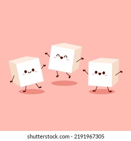 Sugar Bar For Cafe Concept Vector Illustration. Sugar Cube Stack. Sugar Cube Cartoon Vector.