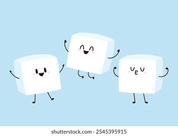 Barra de azúcar para la Ilustración vectorial de concepto de café. Pila de cubitos de azúcar. Cubo de azúcar Vector de dibujos animados.
