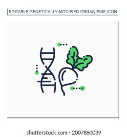 Sugar beet line icon. Genetically modified beet. GMO product. Improving genes. Microbiology. Genetically modified organism concept. Isolated vector illustration.Editable stroke