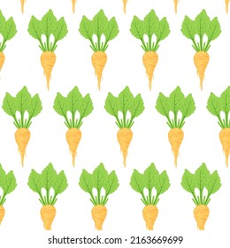 Sugar Beet Pattern On White Background. Seamless Background From White Beets Vector Pattern.