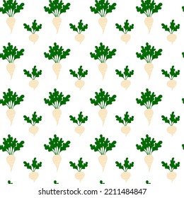 Sugar Beet Pattern On White Background.Seamless Background From White Beets.