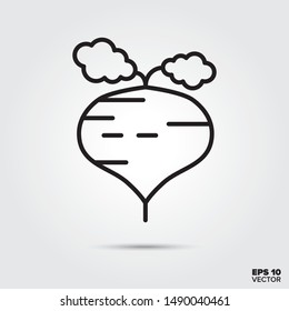 Sugar beet root outline style vector. Fall season and nature symbol. Agriculture and food illustration.