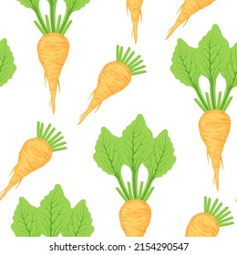 Sugar Beets Pattern On White Background. Seamless Background From White Beets.