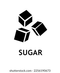Sugar black icon. Cubes for hot drink, ingredient for coffee or tea. Sticker for social networks and messengers. Sweetness and candy product. Cartoon flat vector illustration