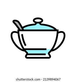 sugar bowl color icon vector. sugar bowl sign. isolated symbol illustration